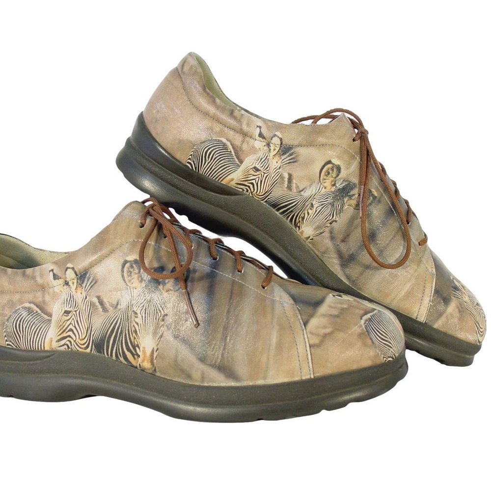 ICON Los Angeles Zebra Safari Leather Oxford Shoes Women's 8.5 - Made in USA - Picture 6 of 11